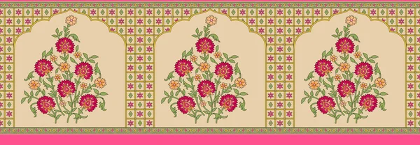 Batas bunga mughal India — Stok Foto