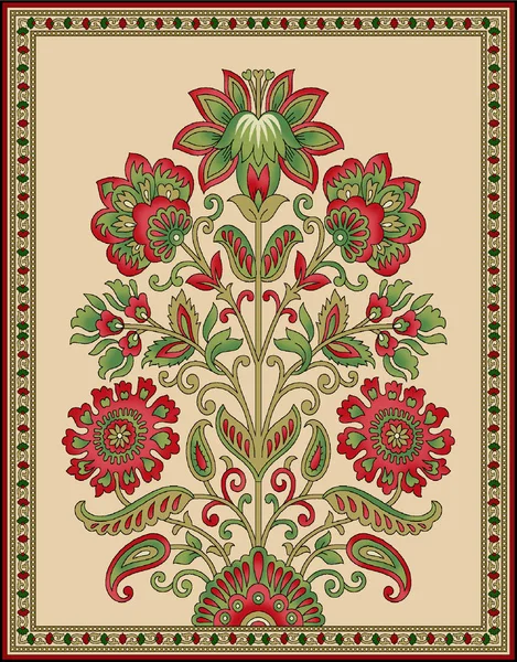 Απρόσκοπτη ινδική Mughal λουλούδι μοτίβο — Φωτογραφία Αρχείου