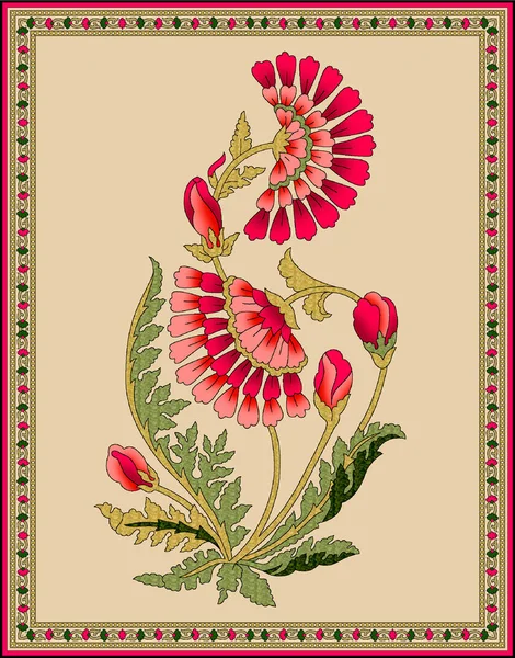 Απρόσκοπτη Ινδική Mughal Λουλούδι Μοτίβο — Φωτογραφία Αρχείου