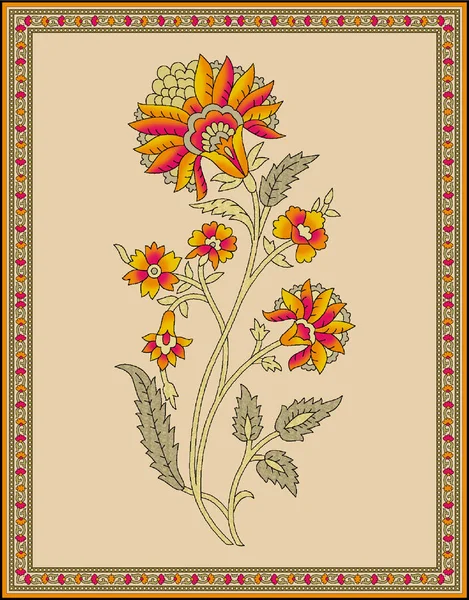 dikişsiz Hint babür çiçek motifi