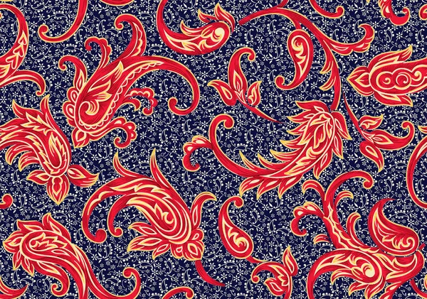 Seamless antique paisley pattern with navy background — Stock Photo, Image