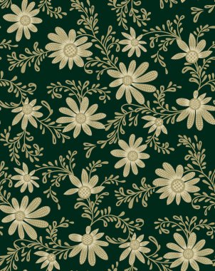 dikişsiz antika çiçek yaprağı desen tasarımı