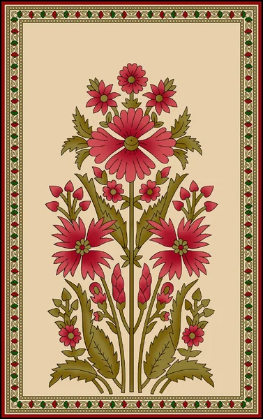 Bezszwowy indyjski kwiat Mughal motyw — Zdjęcie stockowe
