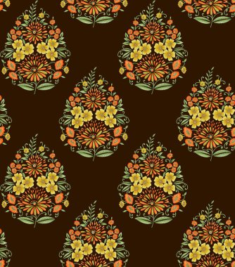 dikişsiz Hint babür çiçek motifi