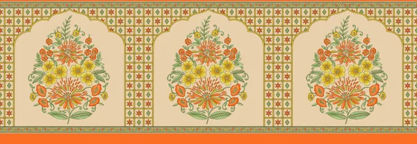 Borda de flor de mughal indiano — Fotografia de Stock