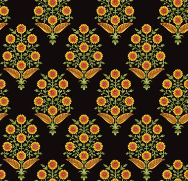 dikişsiz Hint babür çiçek motifi