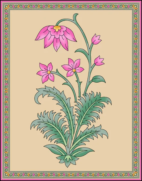 Inconsútil indio mughal flor motivo — Foto de Stock