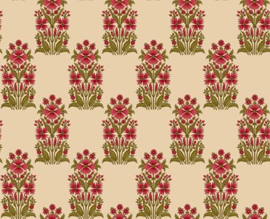 dikişsiz Hint babür çiçek motifi