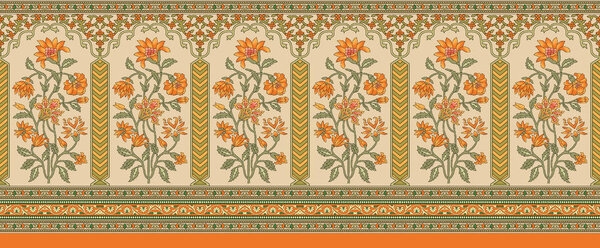 indian mughal flower border