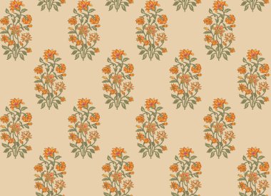 dikişsiz Hint babür çiçek motifi