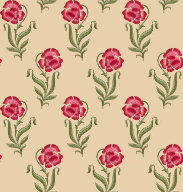 dikişsiz Hint babür çiçek motifi