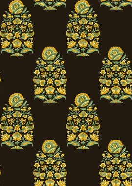 dikişsiz Hint babür çiçek motifi