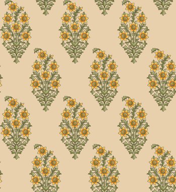 dikişsiz Hint babür çiçek motifi