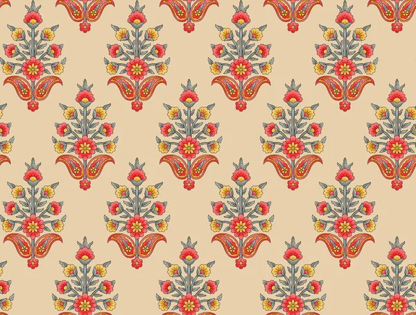 dikişsiz Hint babür çiçek motifi