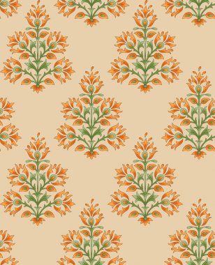 dikişsiz Hint babür çiçek motifi