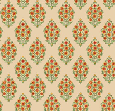 dikişsiz Hint babür çiçek motifi