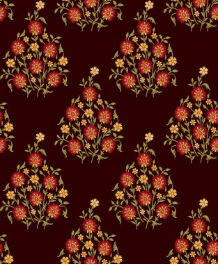 dikişsiz Hint babür çiçek motifi