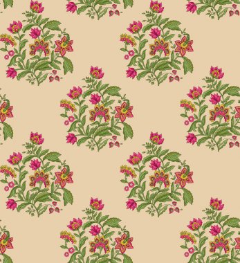 dikişsiz Hint babür çiçek motifi