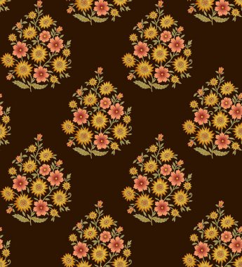 dikişsiz Hint babür çiçek motifi