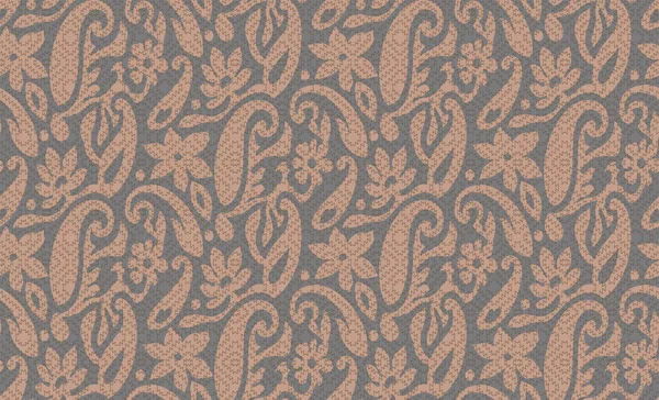 Varrat nélküli Paisley textúrájú szürke háttérrel — Stock Fotó