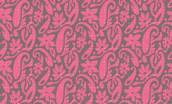 seamless pink paisley with texture grey background