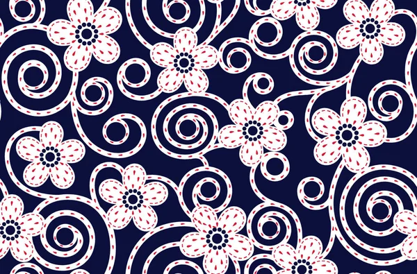 Patrón floral abstracto sin costuras con fondo azul marino —  Fotos de Stock