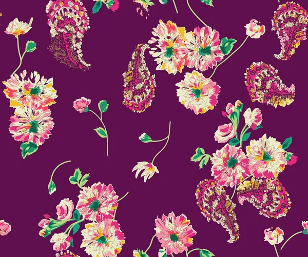 Senza soluzione di continuità astratto fiore ad acquerello paisley con sfondo — Foto Stock