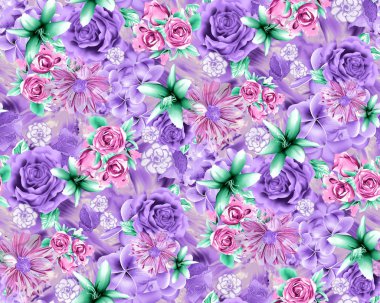 sorunsuz renkli çiçek deseni dijital arka plan