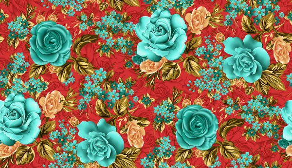 Seamless beautiful flower pattern red background — Stock Photo, Image