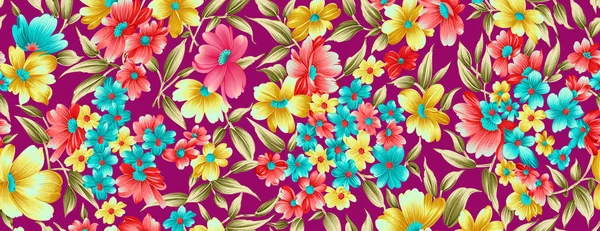 Diseño de flores coloridas tradicionales sin costuras — Foto de Stock