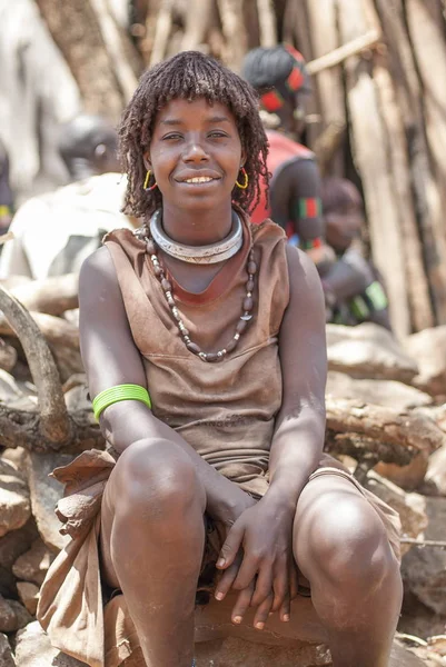 Dalen Omo Etiopien Mars 2012 Porträtt Oidentifierade Hamer Kvinna Dimeka — Stockfoto