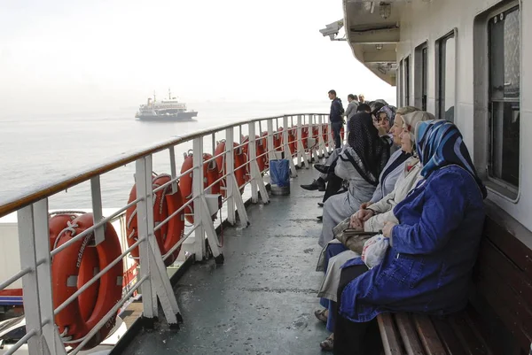 Istanbul Turkey May 2011 Turkish Women Sit Deck Passenger Ferry — Stock Photo, Image