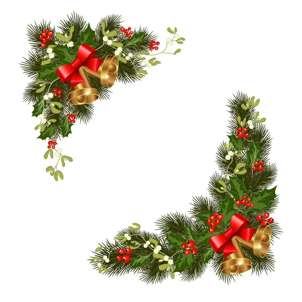 クリスマス イルミネーション モミの木と装飾的な要素です ベクトル図 — ストックベクタ