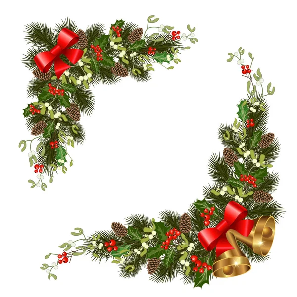 Decorações Natal Com Abeto Elementos Decorativos Ilustração Vetorial — Vetor de Stock
