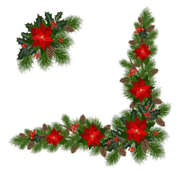 Διακοσμήσεις Χριστουγέννων Δέντρο Έλατου Και Διακοσμητικά Στοιχεία Vector Εικονογράφηση — Διανυσματικό Αρχείο