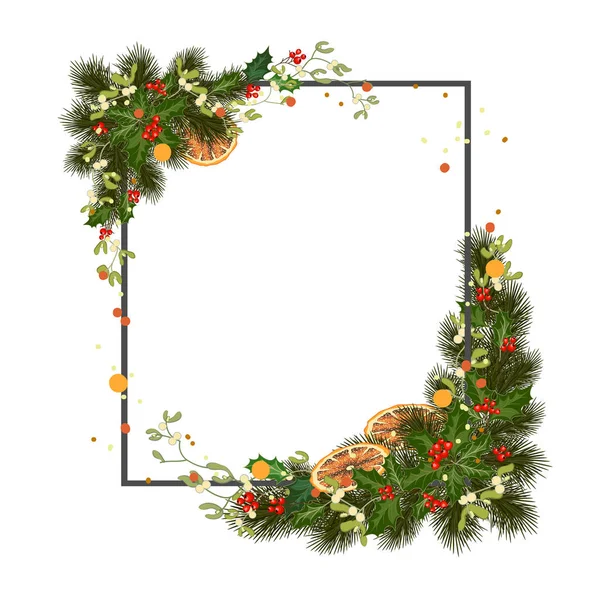 Kerstmis Achtergrond Met Versieringen Fir Tree Decoratieve Elementen Vectorillustratie — Stockvector