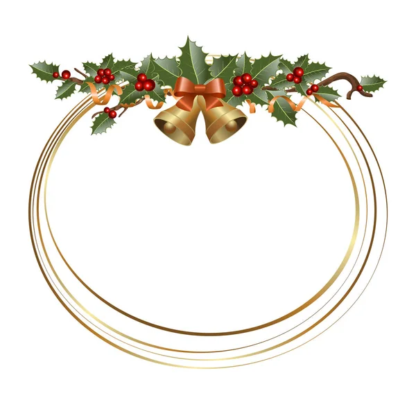Weihnachten Hintergrund Mit Zweigen Von Fichte Und Stechpalme Mit Dekorativen — Stockvektor