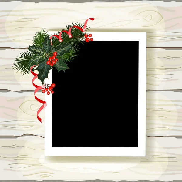 Set Christmas Photo Frames Collection Frames Festive Photos Decorations Vector — Stock Vector