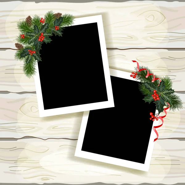 一套圣诞相框 收集与装饰的节日照片的框架 向量例证 — 图库矢量图片