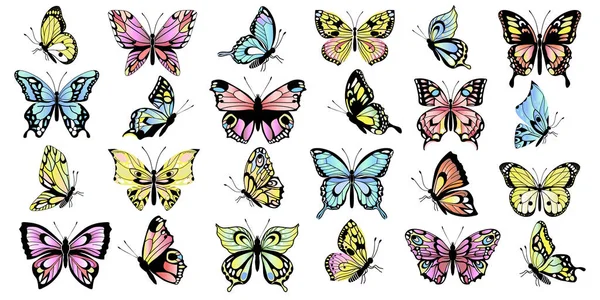 Conjunto de mariposas de colores — Archivo Imágenes Vectoriales