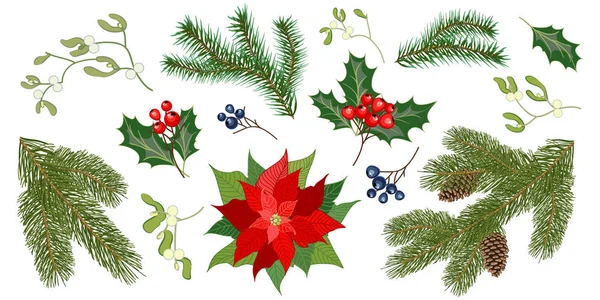 Conjunto para decorações de Natal feriado —  Vetores de Stock