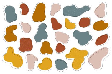 Set of abstract shapes and forms, modern graphic design. Minimalistic shapes in pastel colors. Vector illustration. clipart