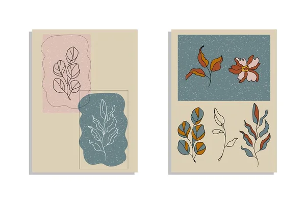 Eléments Design Floral Art Graphique Moderne Composition Abstraite Avec Feuilles — Image vectorielle