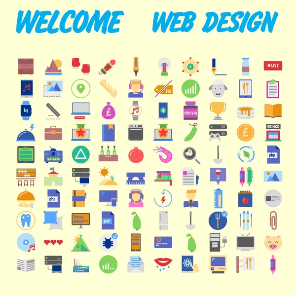 Интернет Магазин Icons Базовый Набор Плоском Стиле Разноцветность Цветовой Пластине — стоковый вектор