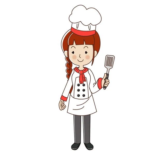 Mulher chef ocupação. fofo mulher chef . — Vetor de Stock