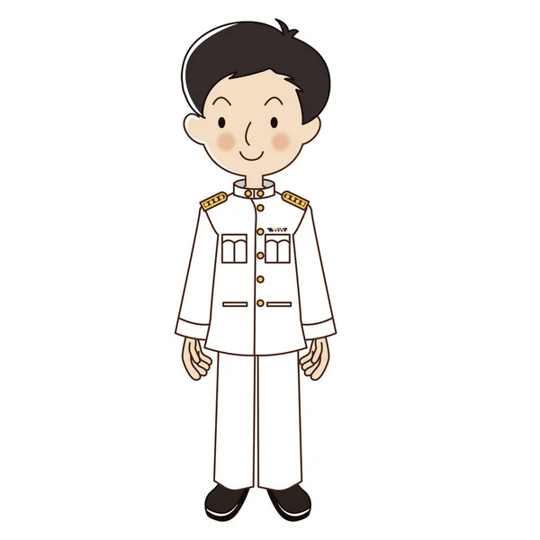 Beyaz hükümet memuru üniformalı Taylandlı erkek. — Stok Vektör