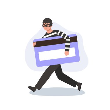 Kredi kartı hırsızlığı konsepti çalıntı kart dolandırıcılığı siber suç kimlik hırsızlığı illüstrasyonu