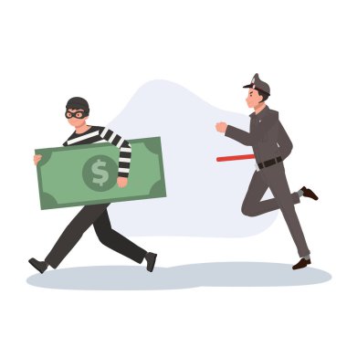 Hırsız çalıntı parayla kaçıyor. Polis memuru tarafından kovalanmış.