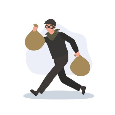 Hırsız para çantalarıyla koşuyor maske ve kep takıyor soygun ve suç mahallini gösteriyor.