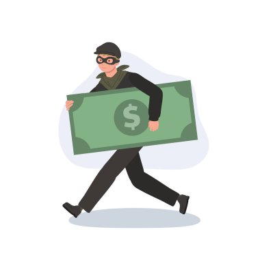 Hırsız suçlu karakter çalıntı para taşıyor. Hırsızlık dolandırıcılığı ve yasadışı finans
